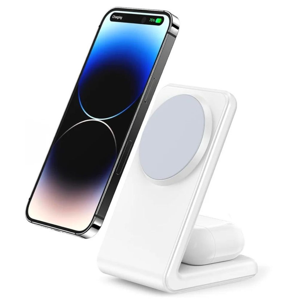 Chargeur sans fil magnétique 2-en-1 – Recharge rapide pour iPhone et AirPods