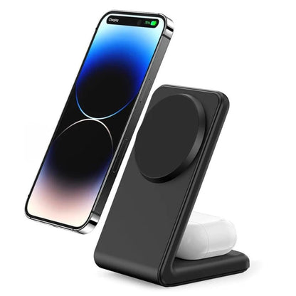 Chargeur sans fil magnétique 2-en-1 – Recharge rapide pour iPhone et AirPods