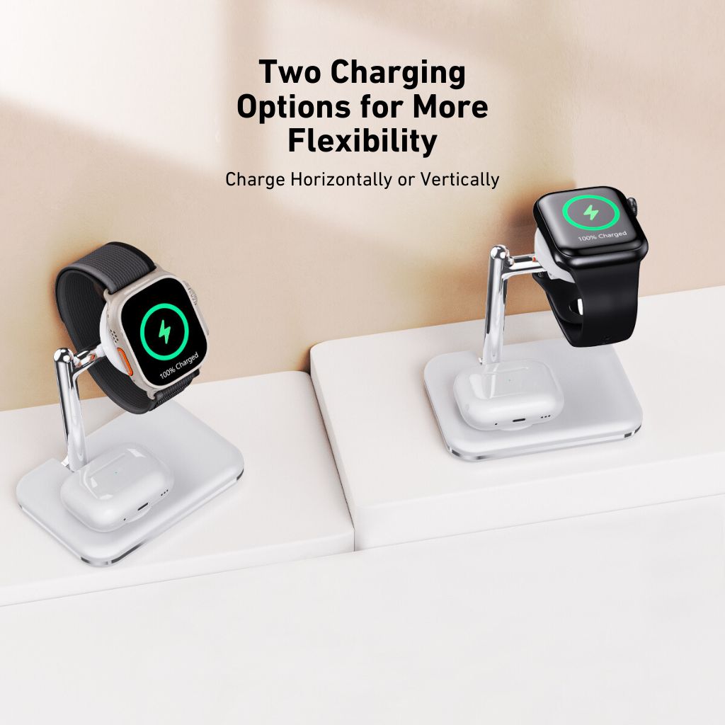 Chargeur Duo Apple – Support compact 2-en-1 pour iPhone, Apple Watch et AirPods