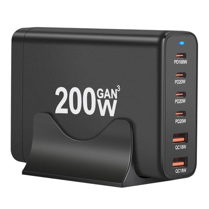 Chargeur GaN 200W à 6 ports USB-C – Recharge ultra-rapide pour tous vos appareils