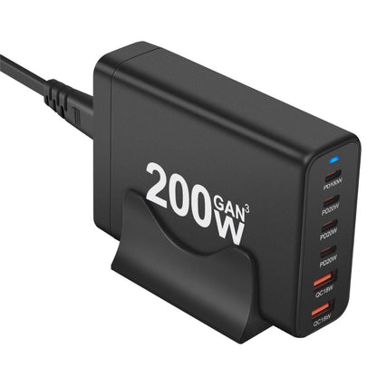Chargeur GaN 200W à 6 ports USB-C – Recharge ultra-rapide pour tous vos appareils