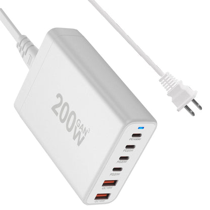 Chargeur GaN 200W à 6 ports USB-C – Recharge ultra-rapide pour tous vos appareils