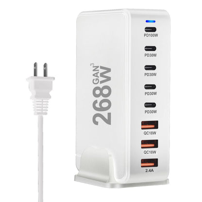 Chargeur GaN 268W à 8 ports – Puissance maximale pour smartphones, tablettes et ordinateurs