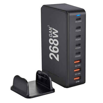 Chargeur GaN 268W à 8 ports – Puissance maximale pour smartphones, tablettes et ordinateurs