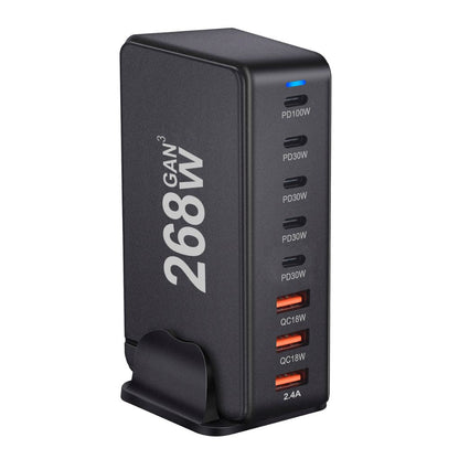 Chargeur GaN 268W à 8 ports – Puissance maximale pour smartphones, tablettes et ordinateurs