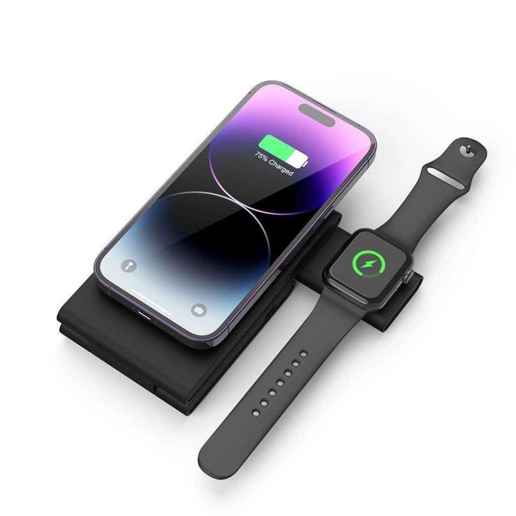 Chargeur rapide 3-en-1 pliable – Chargez iPhone, Watch et AirPods simultanément