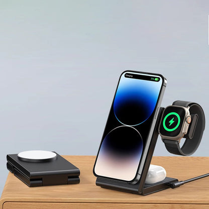 Chargeur rapide 3-en-1 pliable – Chargez iPhone, Watch et AirPods simultanément