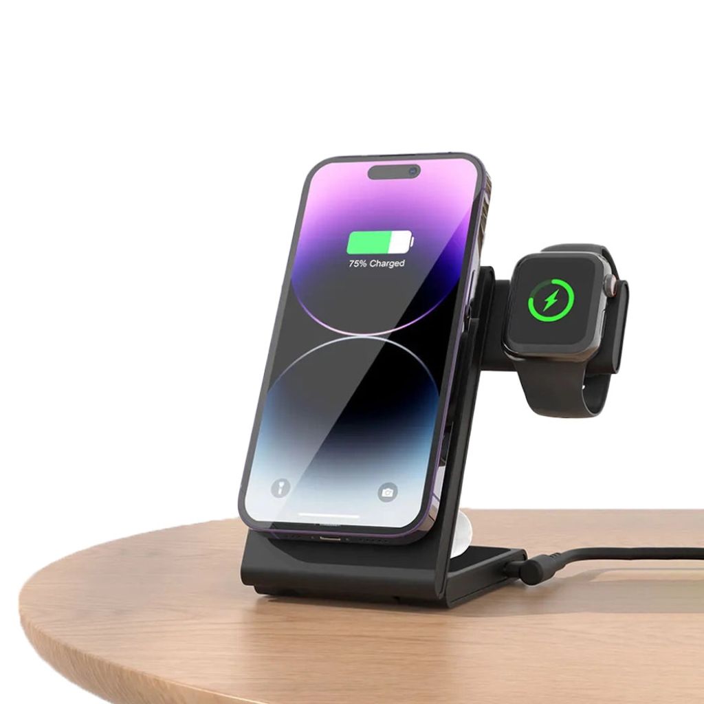 Chargeur rapide 3-en-1 pliable – Chargez iPhone, Watch et AirPods simultanément