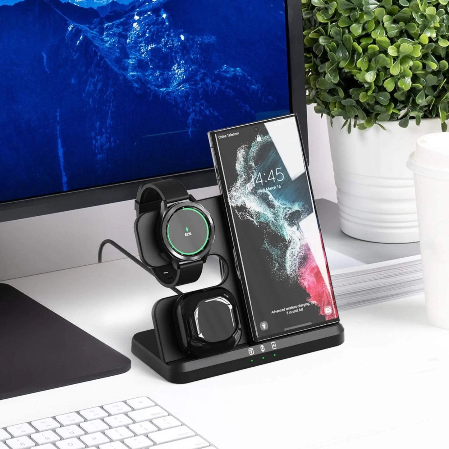 Chargeur sans fil 3-en-1 pour Samsung – Charge rapide pour Galaxy S23/S22/S21, Galaxy Watch et Galaxy Buds