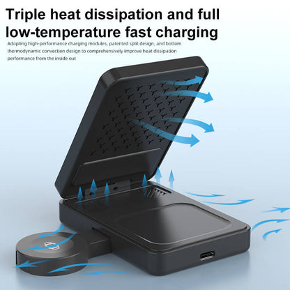 Station de charge Qi2 pliable 3-en-1 – Design compact, performance optimale