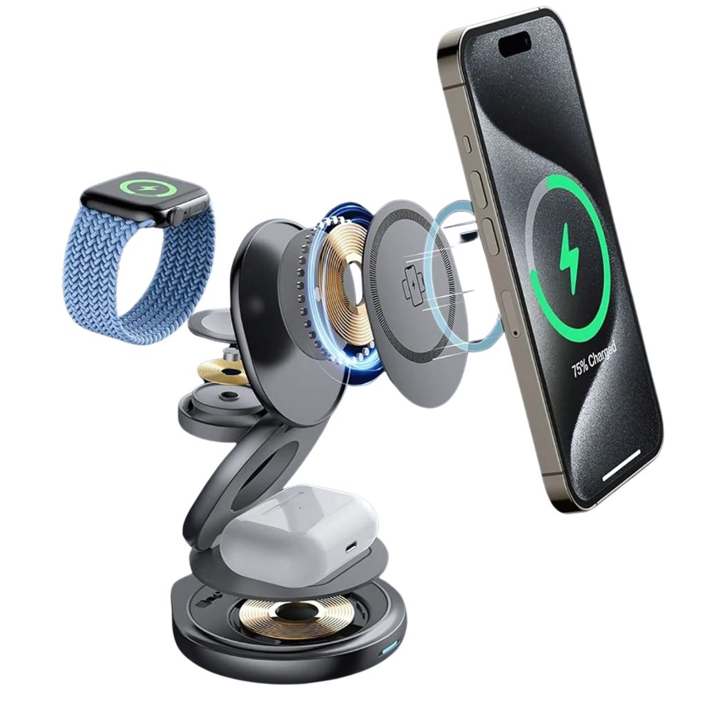 Paristeck MagFold Twist Qi2 – Station de Charge 3-en-1 Pliable et Magnétique