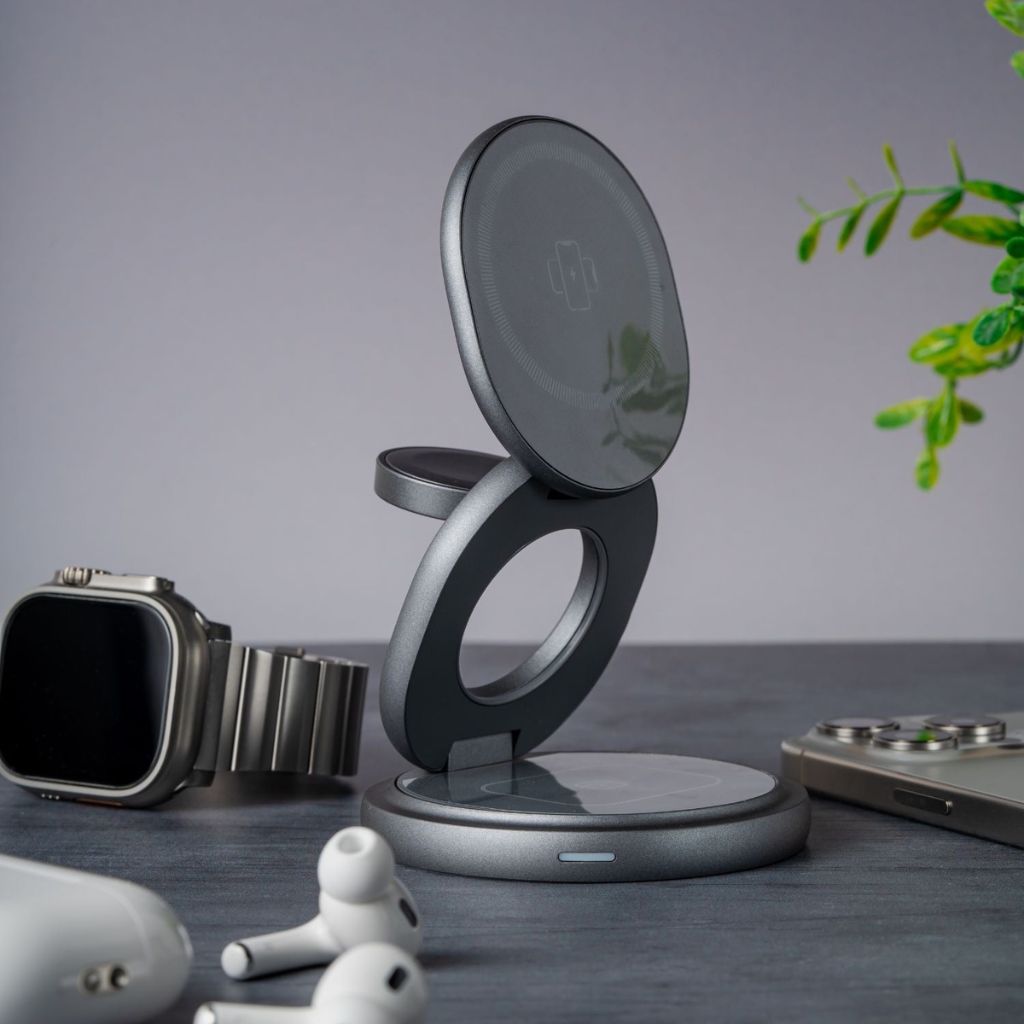 Paristeck MagFold Twist Qi2 – Station de Charge 3-en-1 Pliable et Magnétique