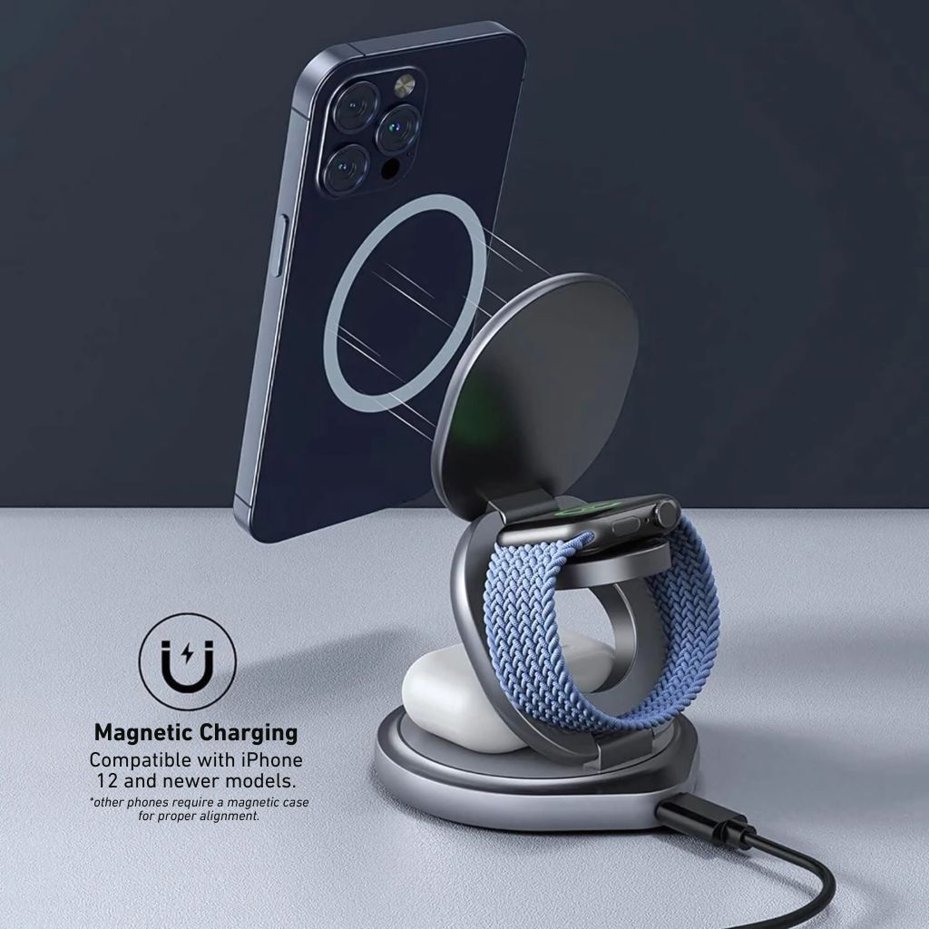 Paristeck MagFold Twist Qi2 – Station de Charge 3-en-1 Pliable et Magnétique