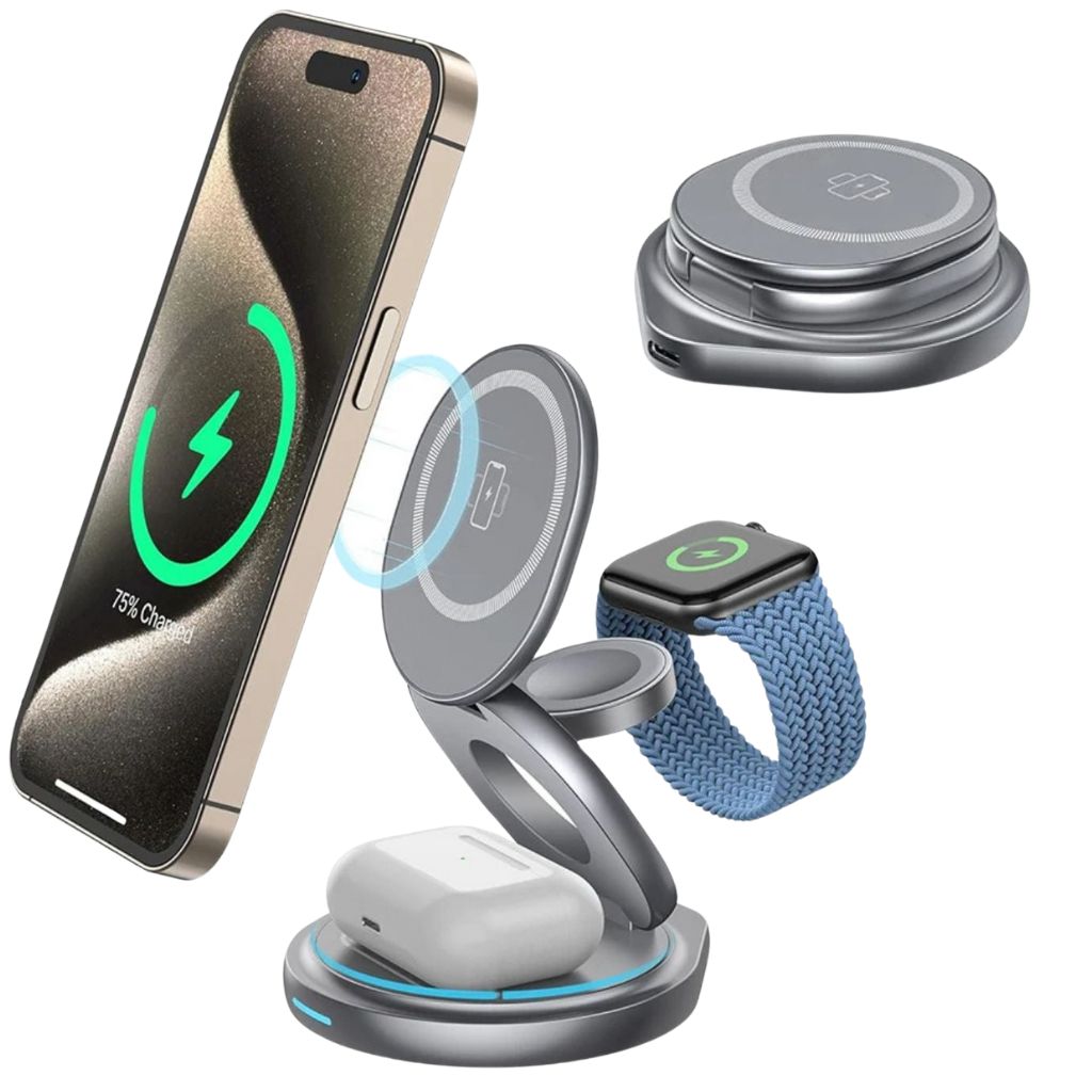 Paristeck MagFold Twist Qi2 – Station de Charge 3-en-1 Pliable et Magnétique