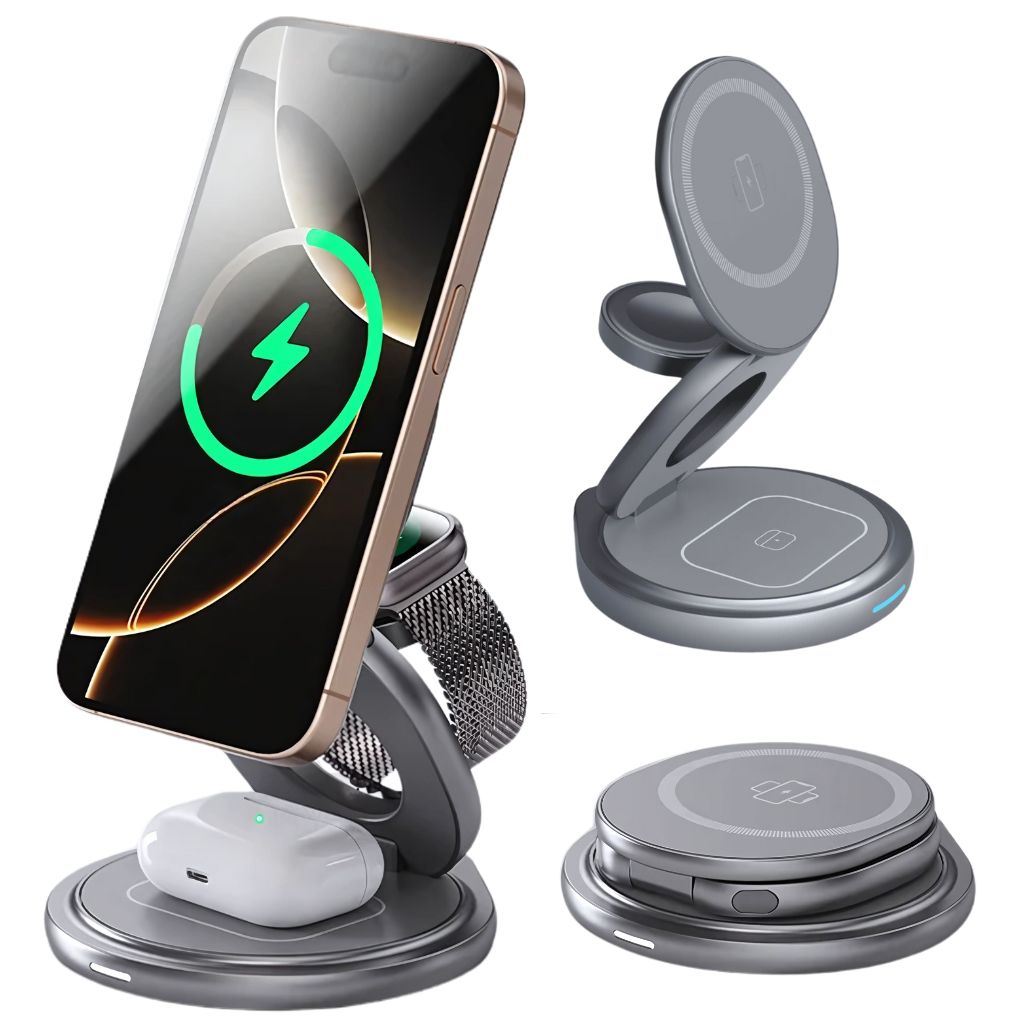 Paristeck MagFold Twist Qi2 – Station de Charge 3-en-1 Pliable et Magnétique