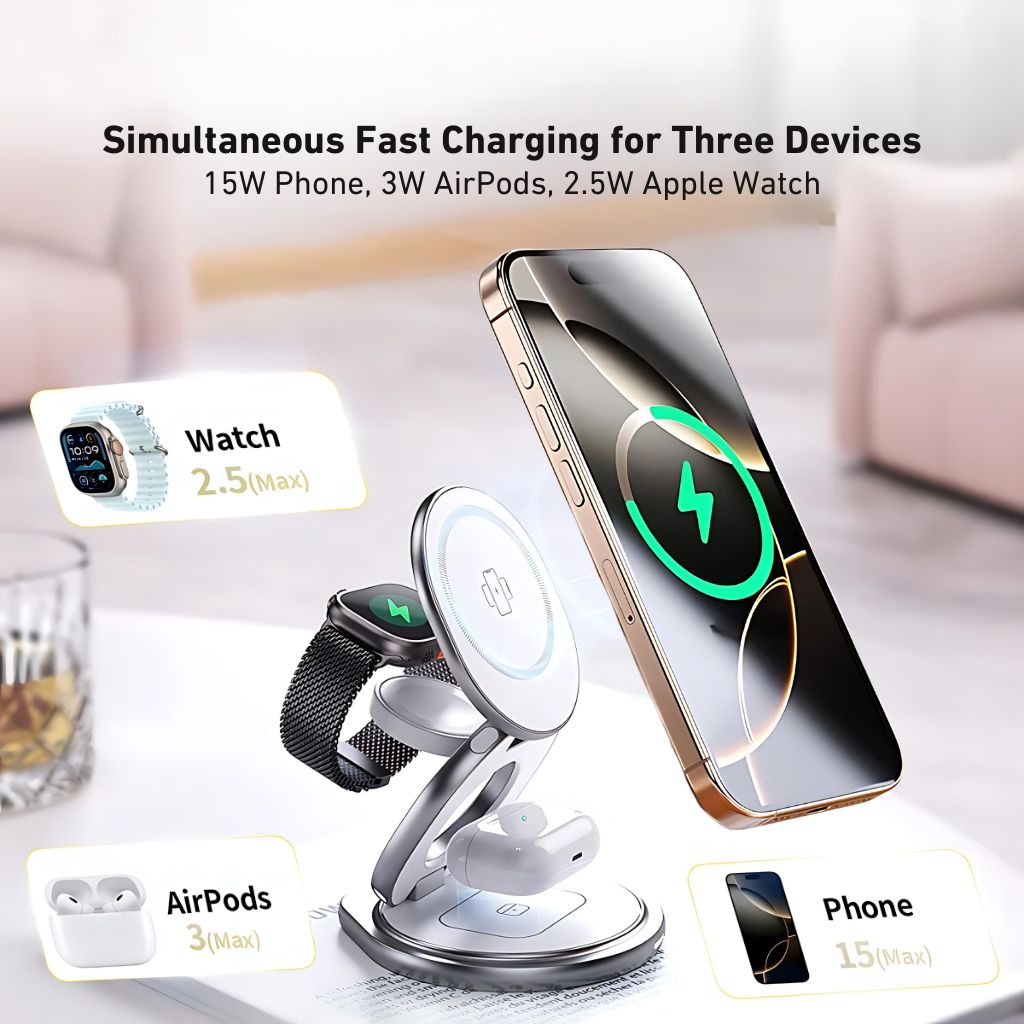 Paristeck MagFold Twist Qi2 – Station de Charge 3-en-1 Pliable et Magnétique