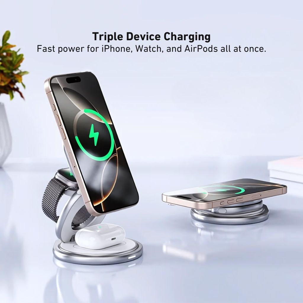 Paristeck MagFold Twist Qi2 – Station de Charge 3-en-1 Pliable et Magnétique
