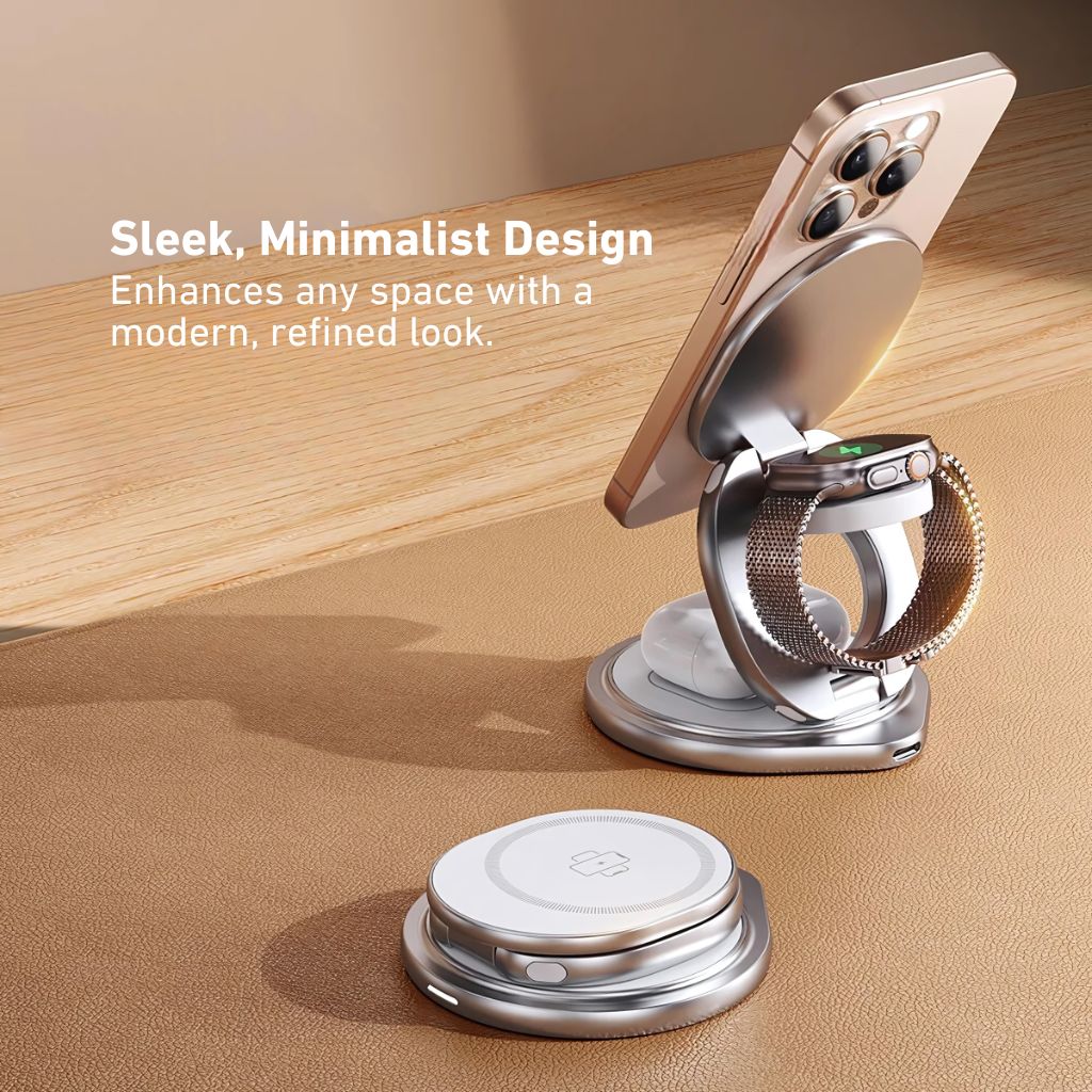 Paristeck MagFold Twist Qi2 – Station de Charge 3-en-1 Pliable et Magnétique