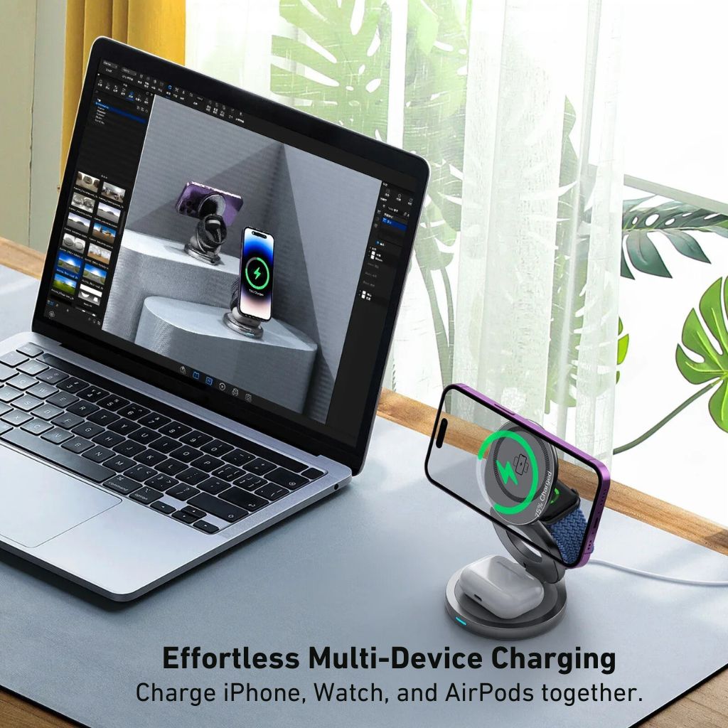 Paristeck MagFold Twist Qi2 – Station de Charge 3-en-1 Pliable et Magnétique