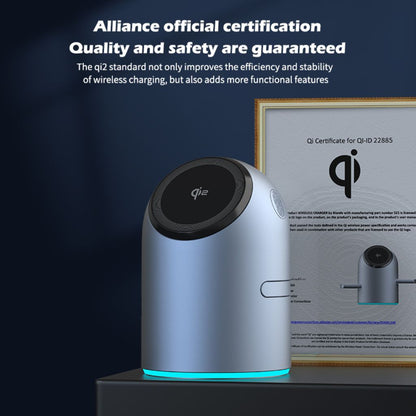 Chargeur 3-en-1 Qi2 MagSafe avec support rotatif automatique – Rechargement optimal et design élégant