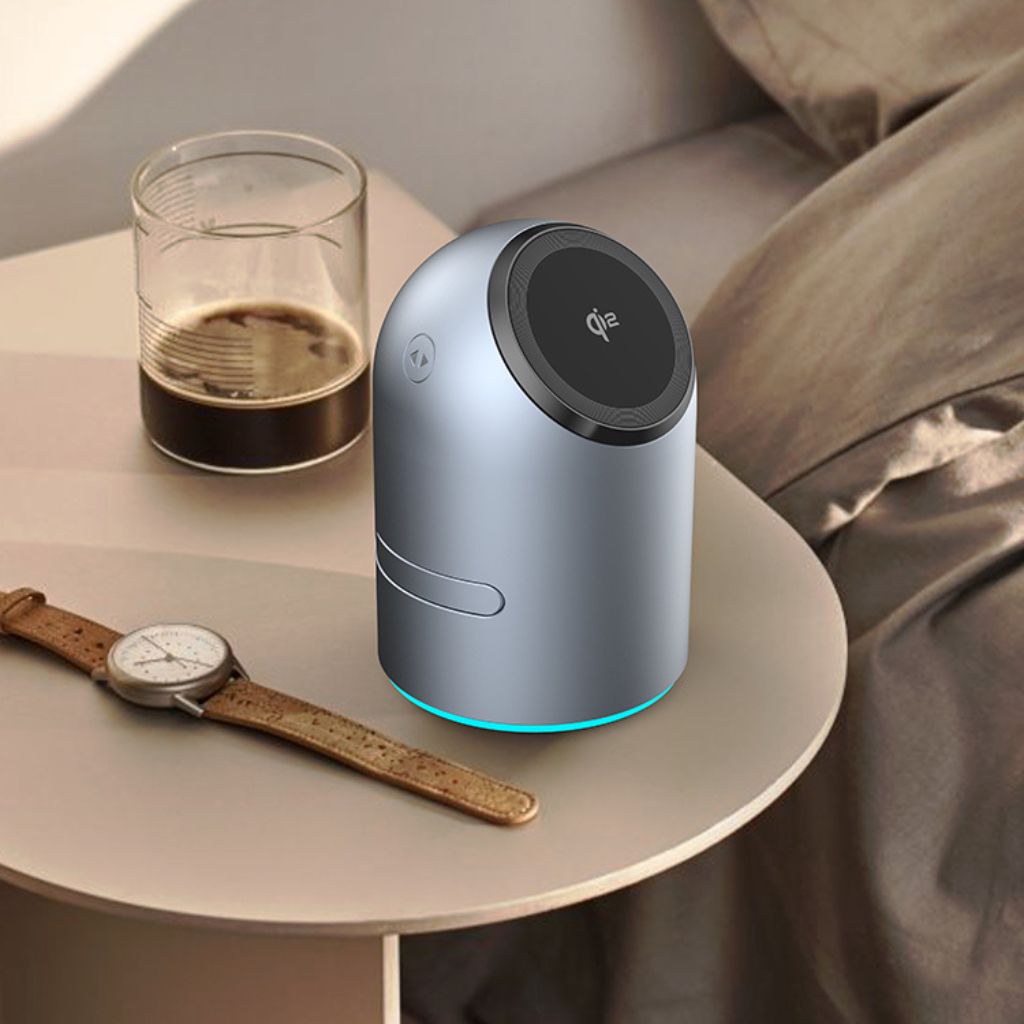 Chargeur 3-en-1 Qi2 MagSafe avec support rotatif automatique – Rechargement optimal et design élégant