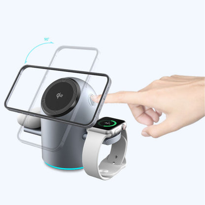 Chargeur 3-en-1 Qi2 MagSafe avec support rotatif automatique – Rechargement optimal et design élégant