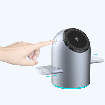 Chargeur 3-en-1 Qi2 MagSafe avec support rotatif automatique – Rechargement optimal et design élégant