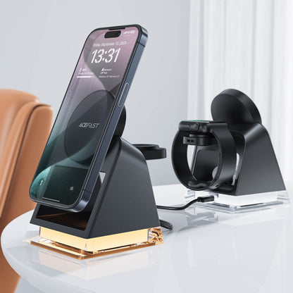 Chargeur Sans Fil 3-en-1 Acefast E17 (MagSafe 15W + Support + Lumière d’Ambiance)