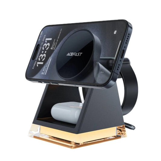 Chargeur Sans Fil 3-en-1 Acefast E17 (MagSafe 15W + Support + Lumière d’Ambiance)