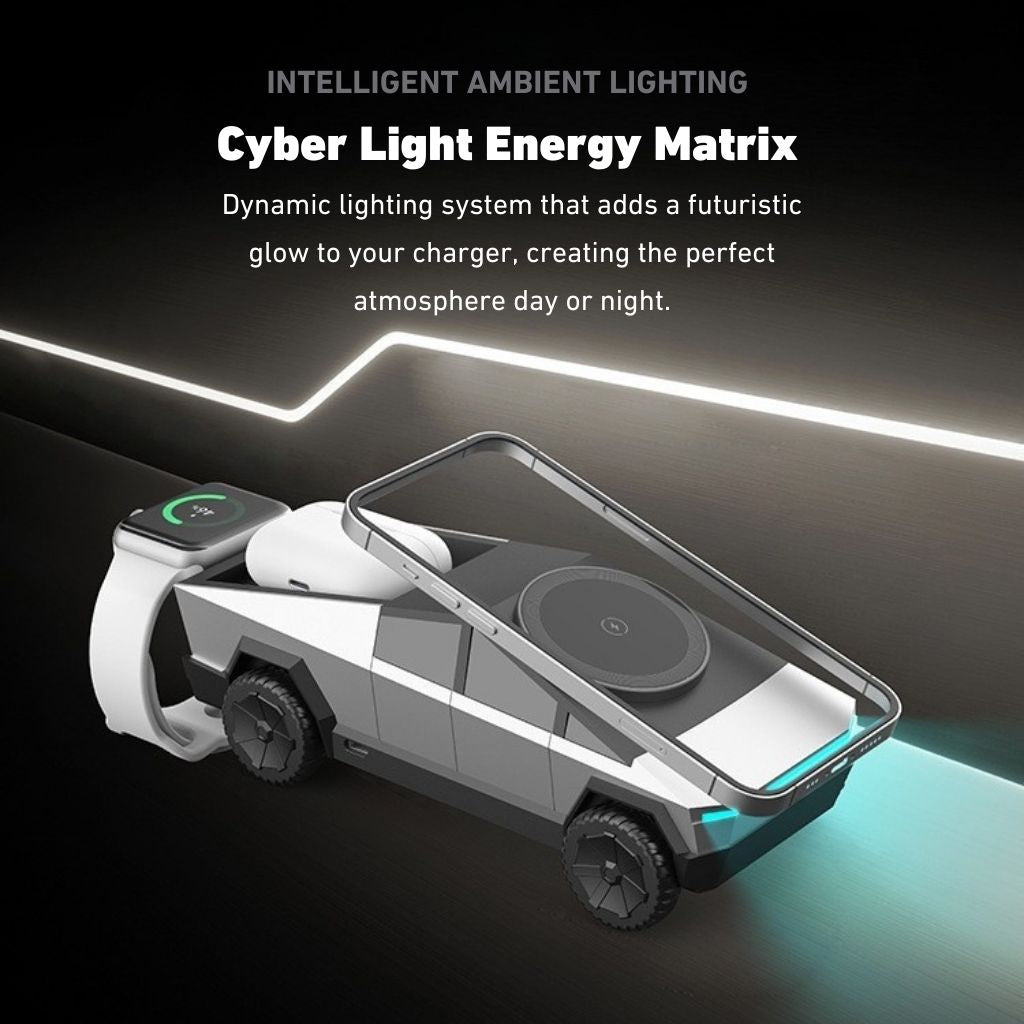 CyberDock 3-en-1 – La station de charge MagSafe futuriste pour iPhone, Apple Watch et AirPods