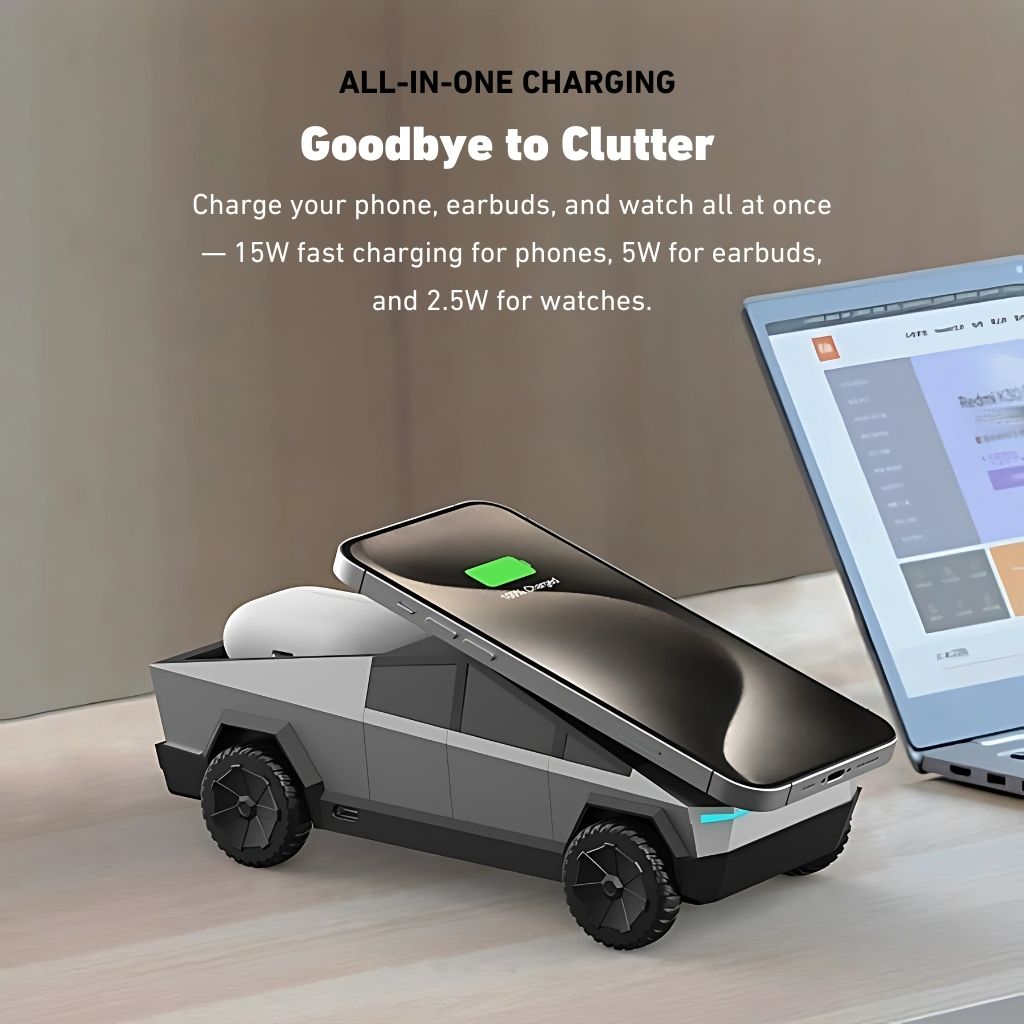 CyberDock 3-en-1 – La station de charge MagSafe futuriste pour iPhone, Apple Watch et AirPods