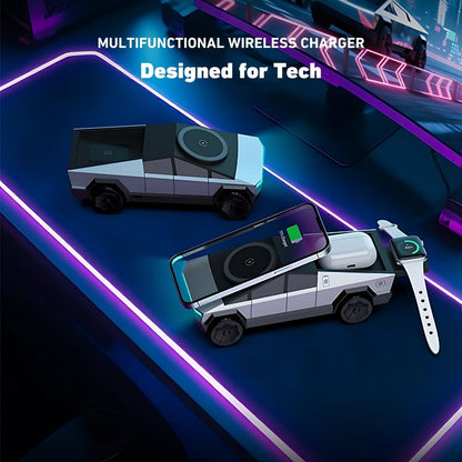 CyberDock 3-en-1 – La station de charge MagSafe futuriste pour iPhone, Apple Watch et AirPods